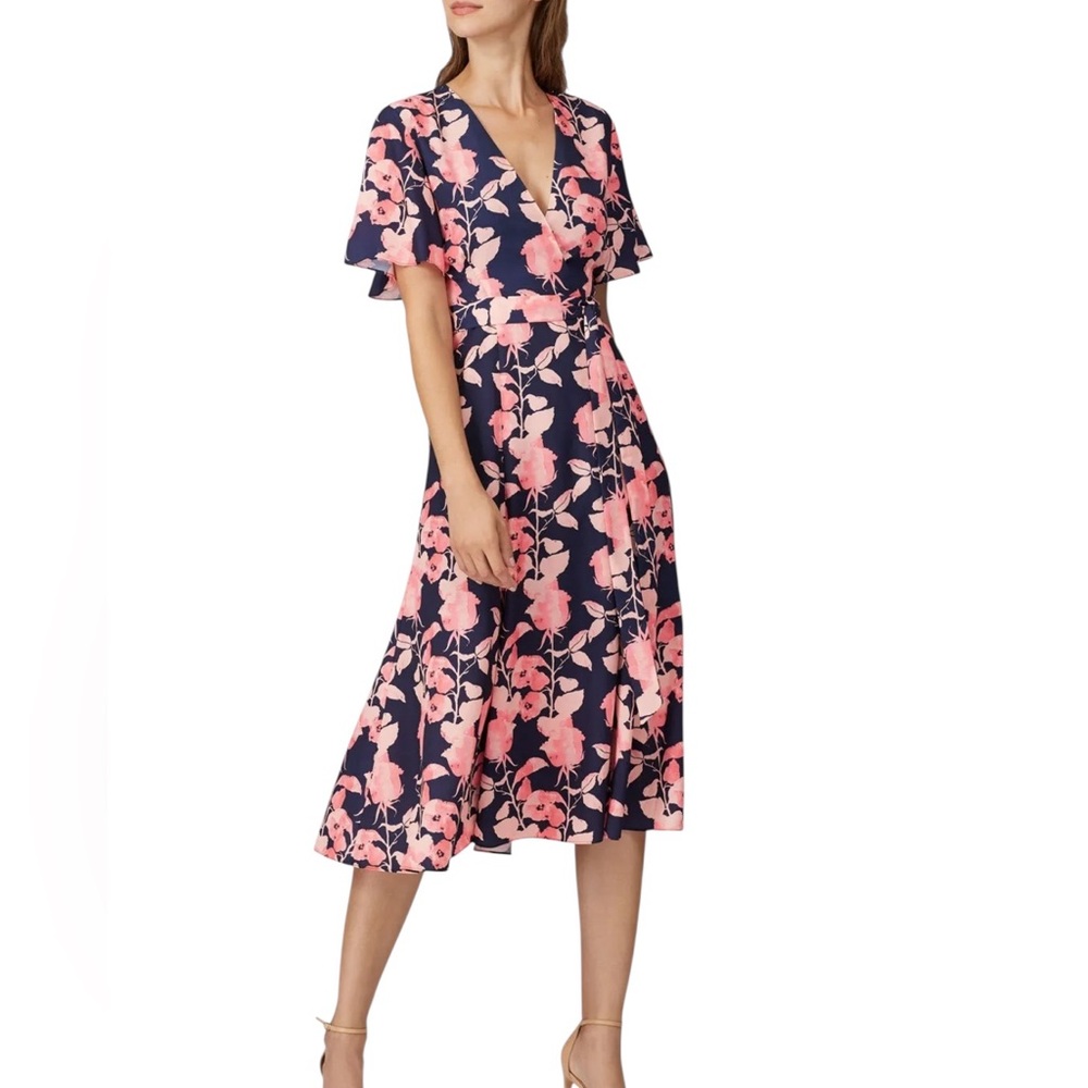 Slate & Willow Pink Floral Flutter Sleeve Dress Size L